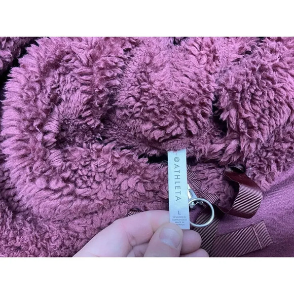 Athleta Cozy Reversible Sherpa Jacket Maroon Size Large - Picture 6 of 11